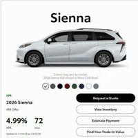 新车Toyota sienna降利息， 这个月4.99% 利